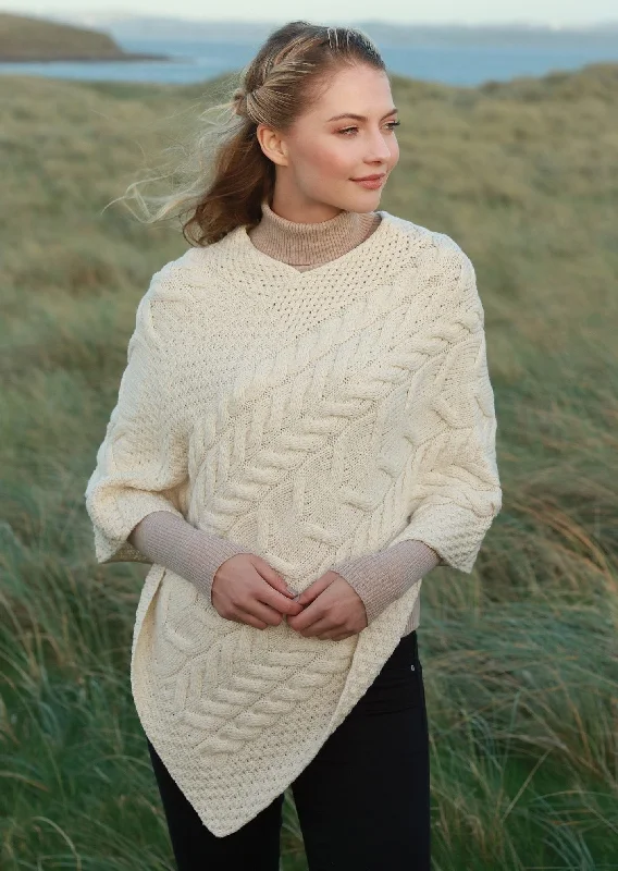 Women's Fashion Cloak-Aran Super Soft Poncho | Natural