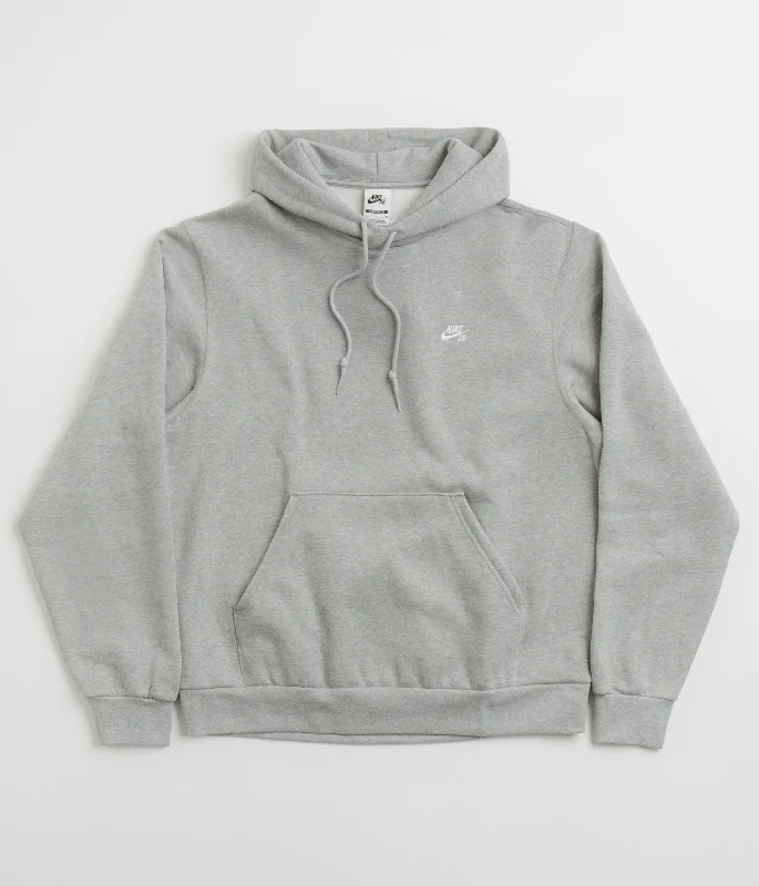 Women's Jackets with Stylish Prints-Nike SB Essential Small Logo Hoodie - Dark Grey Heather / White Women's Jackets with Stylish Prints-Nike SB Essential Small Logo Hoodie - Dark Grey Heather / White