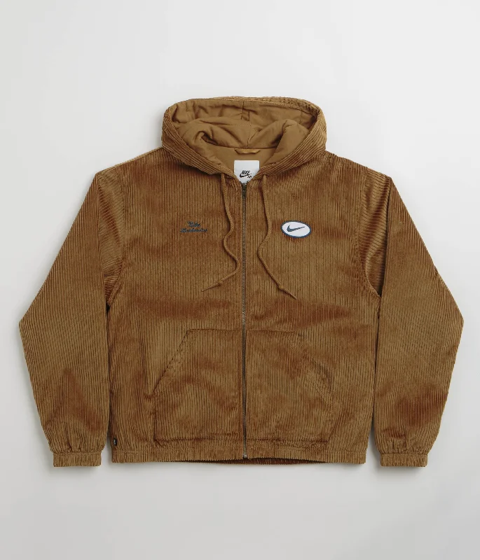 Women's Jackets with Functional Protection-Nike SB Hooded Cord Jacket - Light British Tan / Armory Navy Women's Jackets with Functional Protection-Nike SB Hooded Cord Jacket - Light British Tan / Armory Navy