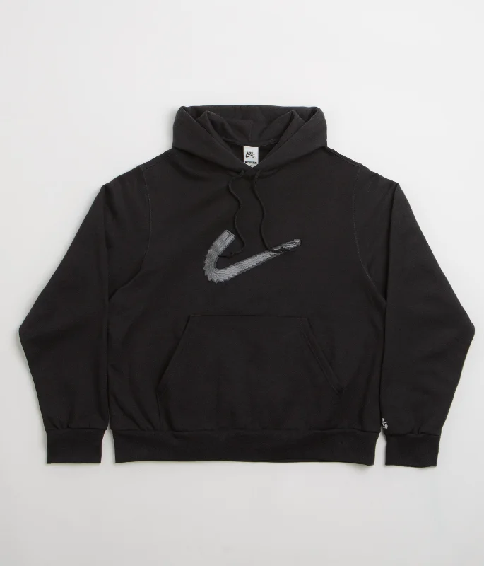 Stylish Women's Jackets-Nike SB N Swoosh Hoodie - Black / White