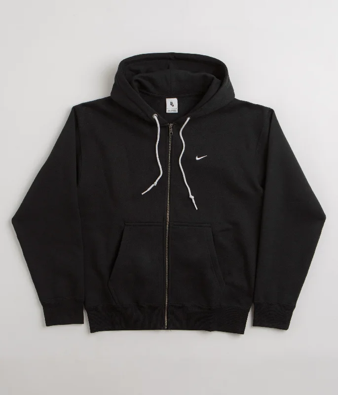 Women's Hoodies for Everyday Relaxation -Nike Solo Swoosh Full Zip Hoodie - Black / White