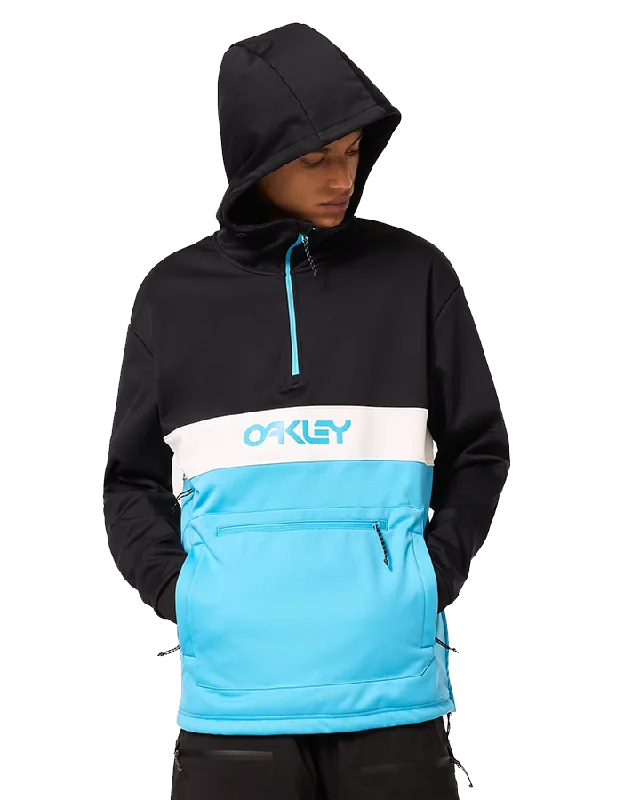 Women's Jackets with Professional Fit-Oakley Tnp Nose Grab Softshell Hoodie - Black/Bright Blue Women's Jackets with Professional Fit-Oakley Tnp Nose Grab Softshell Hoodie - Black/Bright Blue