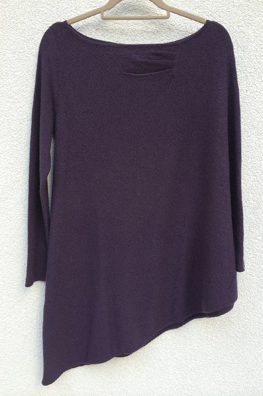 Women's Cloak with Peacoat Style-One sleeve Cashmere poncho in Aubergine