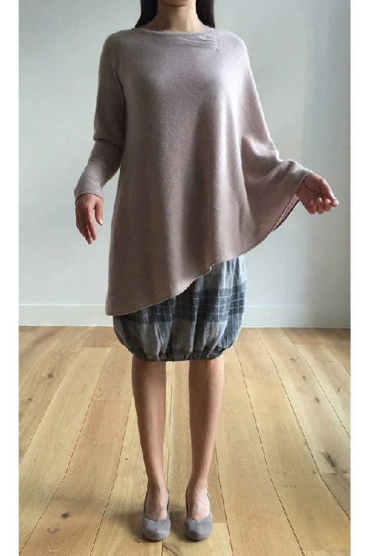 Women's Statement Cloak-One sleeve Cashmere poncho in Nude