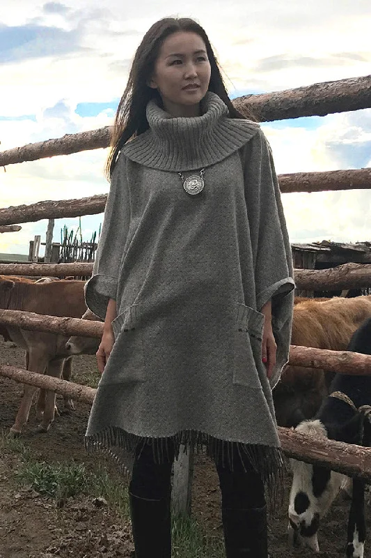 Women's Cloak for Cozy Evenings-Oversized roll neck Wool Poncho in Beige, turtle neck pullover tunic Women's Cloak for Cozy Evenings-Oversized roll neck Wool Poncho in Beige, turtle neck pullover tunic