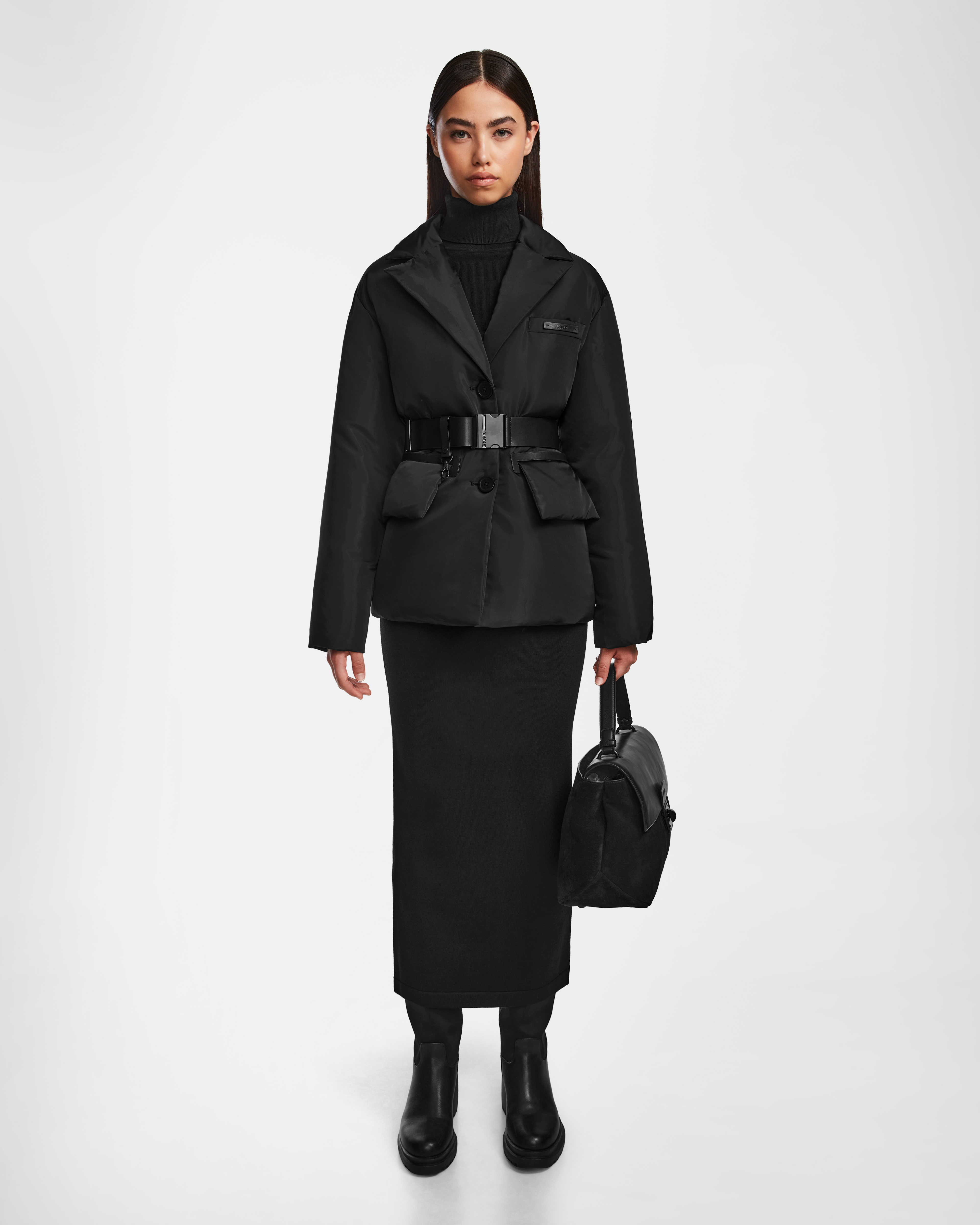 Women's Down Coat with Lined Interior-PAOLA - 8124547 Black
