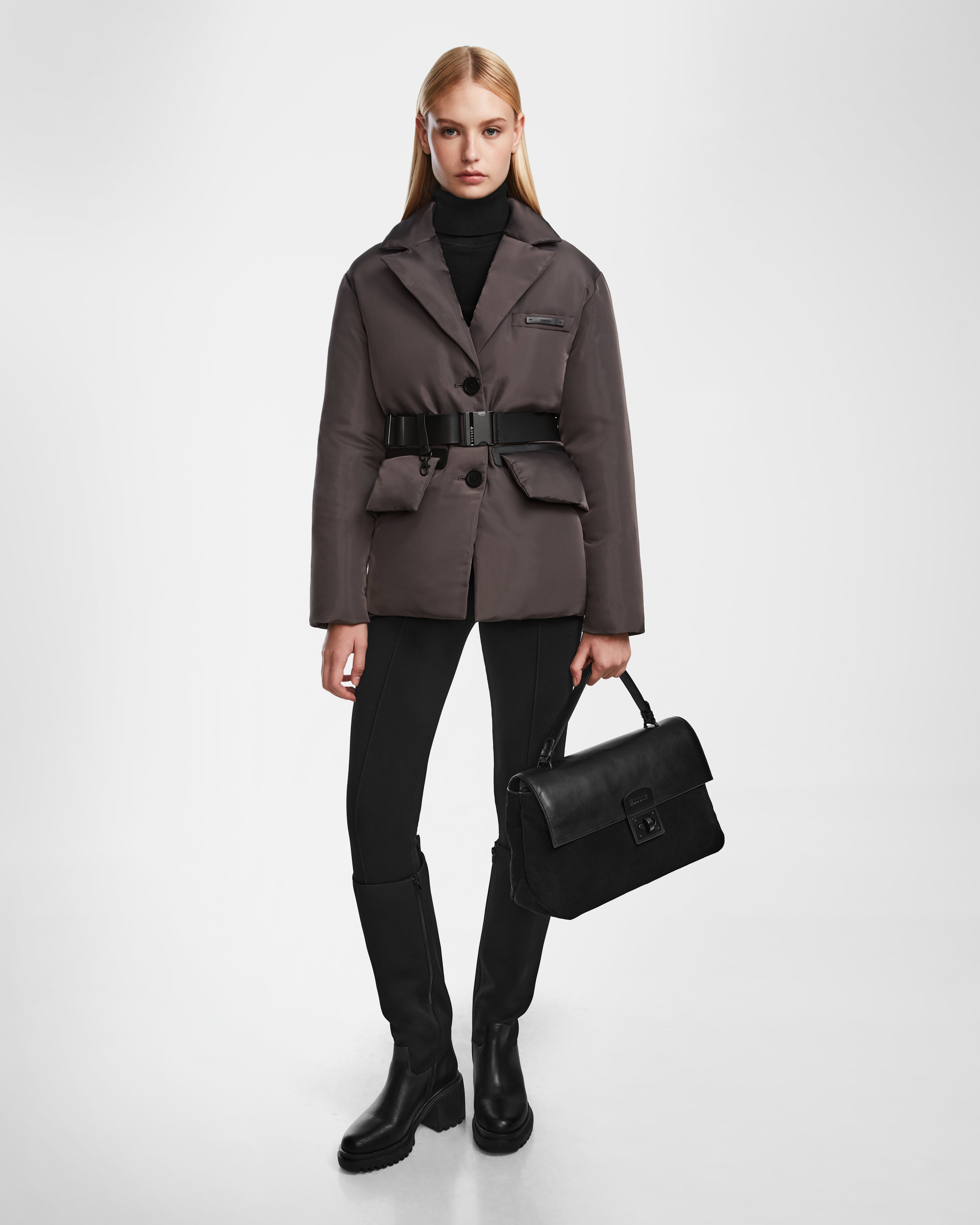 Long Women's Down Coat-PAOLA - 8124547 Grey