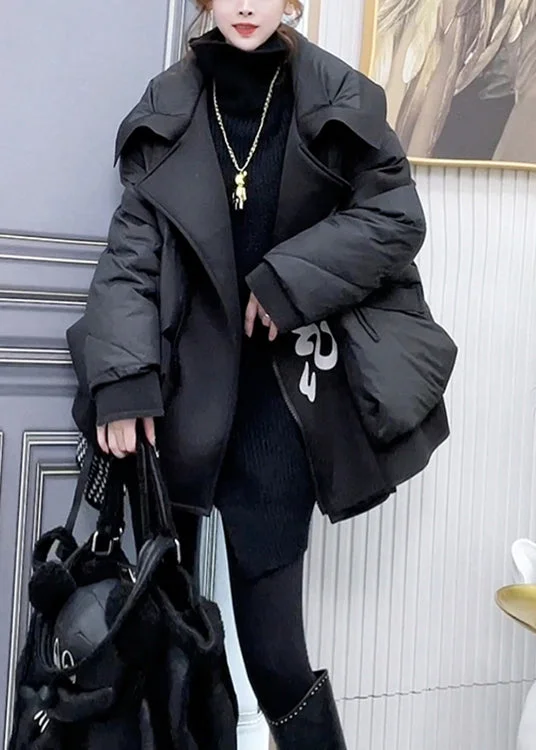 Women's Down Coat for City Wear-Plus Size Black Zip Up Pockets Patchwork Duck Down Coats Winter Women's Down Coat for City Wear-Plus Size Black Zip Up Pockets Patchwork Duck Down Coats Winter