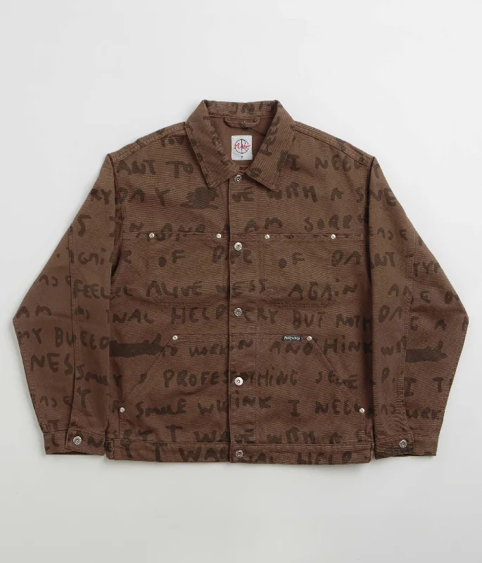 Women's Jackets with Cozy Fabrics-Polar Sad Notes Patrik Jacket - Walnut