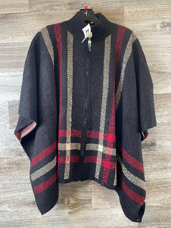 Women's Jackets with Adjustable Waist-Poncho By Anne Klein In Black & Red, Size: M