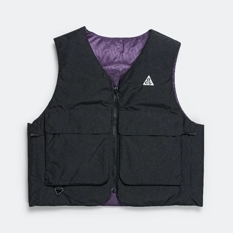 Women's Jackets for Layering Under Coats-PrimaLoft 'Skull Peak' Reversible Vest - Black/Dark Raisin-Summit White