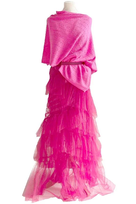 Women's Elegant Cloak for Formal Wear-Rose pink cashmere poncho Multiway