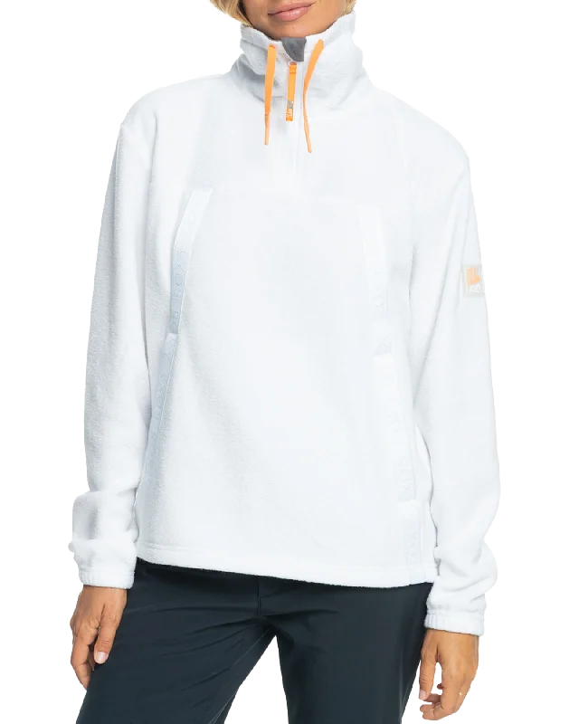 Women's Jackets for Fashion-Forward Looks-Roxy Women's Chloe Kim Technical Half-Zip Fleece - Bright White Women's Jackets for Fashion-Forward Looks-Roxy Women's Chloe Kim Technical Half-Zip Fleece - Bright White