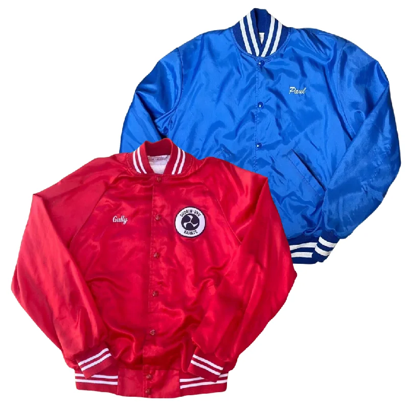 Women's Jackets with Trendy Look-50x SATIN BASEBALL VARSITY JACKETS