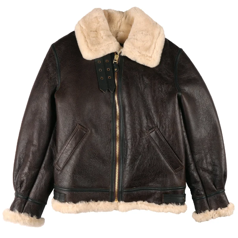 Women's Jackets with Elegant, Polished Finish-257S - Classic B-3 Sheepskin Leather Bomber Jacket - Brown Women's Jackets with Elegant, Polished Finish-257S - Classic B-3 Sheepskin Leather Bomber Jacket - Brown