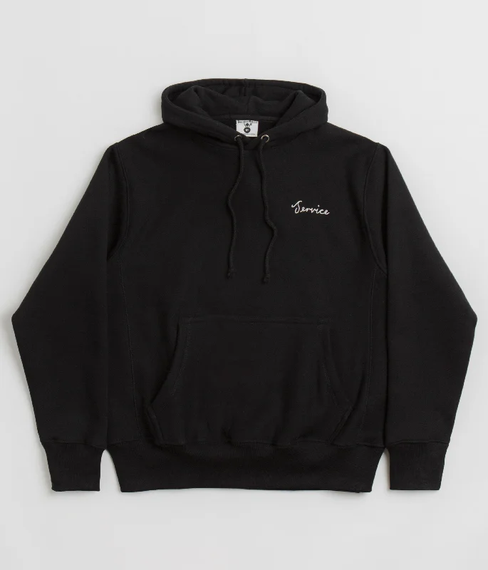 Women's Colorful Hoodies for Vibrant Look -Service Works Script Logo Hoodie - Black