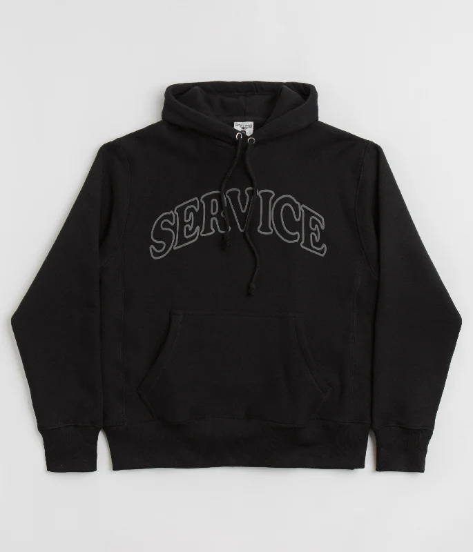 Women's Hoodies with Simple Design -Service Works Service Arch Logo Hoodie - Black