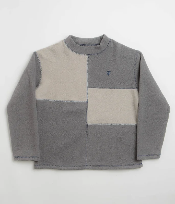 Women's Jackets with Sleek Cut-Sexhippies Box Fleece Crewneck Sweatshirt - Light Grey / Charcoal Women's Jackets with Sleek Cut-Sexhippies Box Fleece Crewneck Sweatshirt - Light Grey / Charcoal