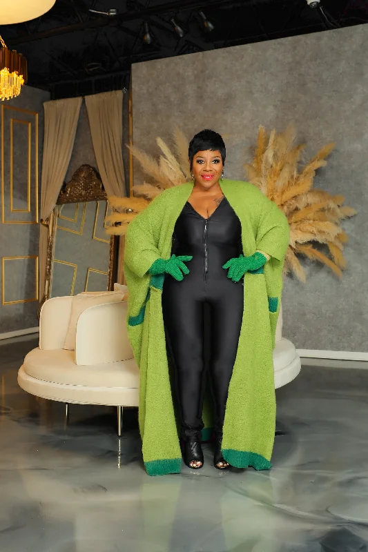 Kimono for Sweeping Elegance-Shades Of Green Wool Cardigan