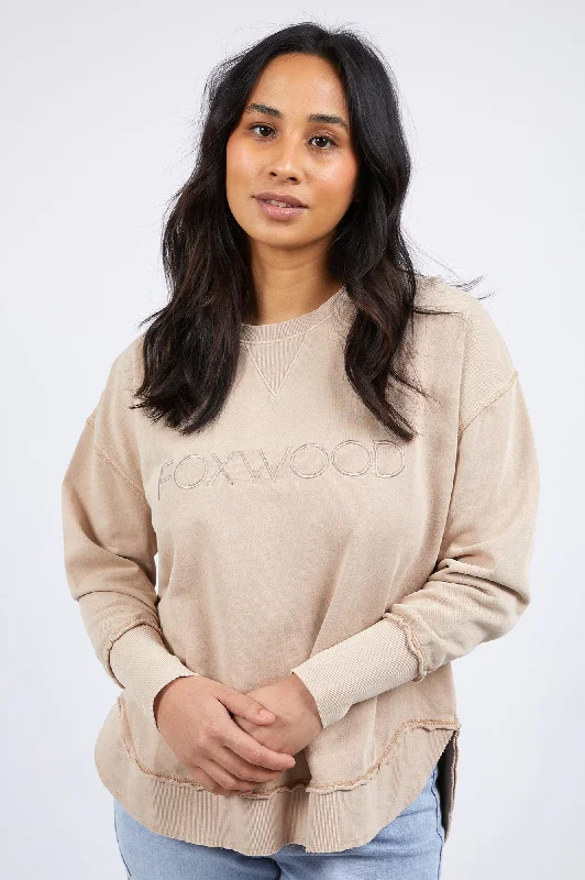 Women's Lightweight Sweatshirts for Spring -Simplified Sweatshirt - Oatmeal
