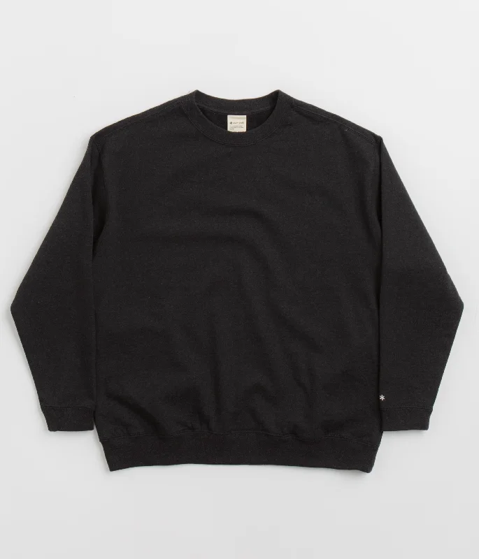 Women's Jackets with Warmth and Comfort-Snow Peak Recycled Cotton Crewneck Sweatshirt - Black Women's Jackets with Warmth and Comfort-Snow Peak Recycled Cotton Crewneck Sweatshirt - Black