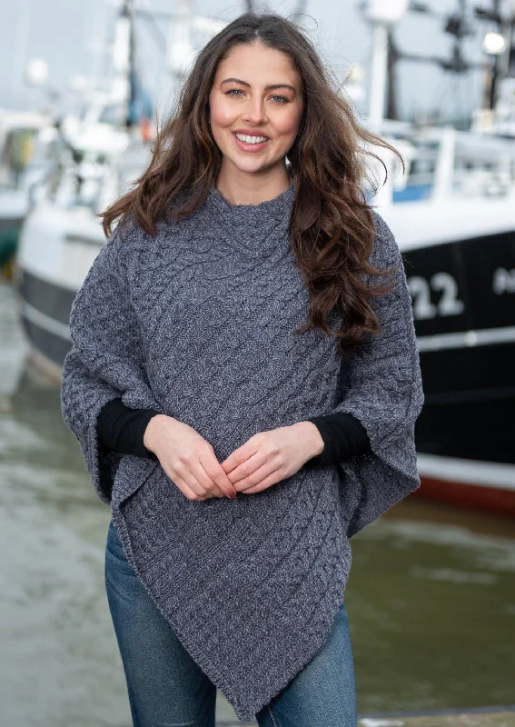 Women's Cloak for Special Events-IrelandsEye Poncho | Steel Marl