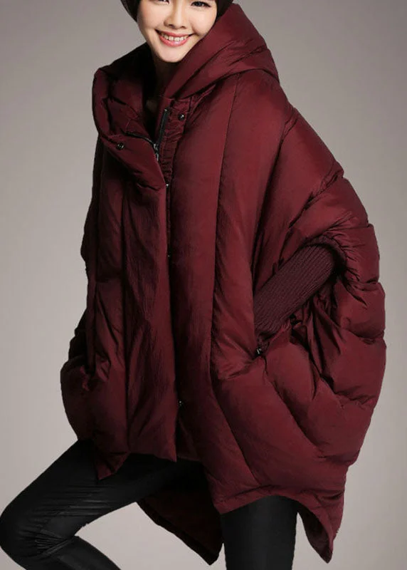 Women's Ultra Light Down Coat-Trendy Mulberry hooded zippered Cloak Sleeves Winter Duck Down coat Women's Ultra Light Down Coat-Trendy Mulberry hooded zippered Cloak Sleeves Winter Duck Down coat