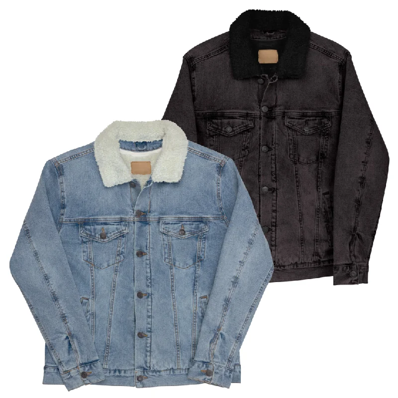 Women's Jackets with Zipper-50x UNBRANDED DENIM SHERPA JACKETS