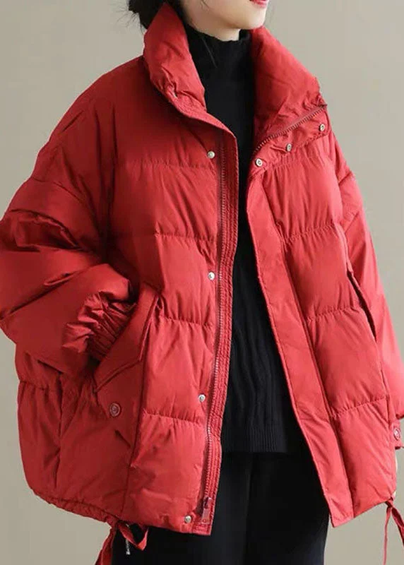 Women's Down Coat with Zipper Closure-Women Red thick Duck Down Puffer Jacket Winter Women's Down Coat with Zipper Closure-Women Red thick Duck Down Puffer Jacket Winter
