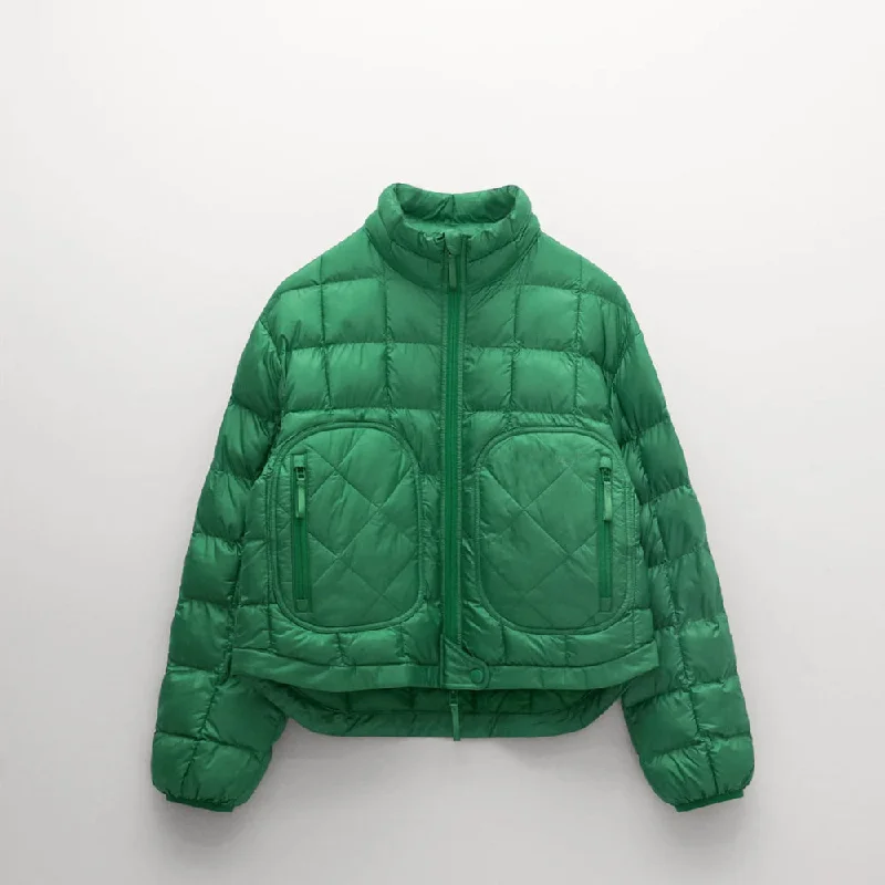 Stylish Women's Down Coat-Women's Green Down Puffer Jacket