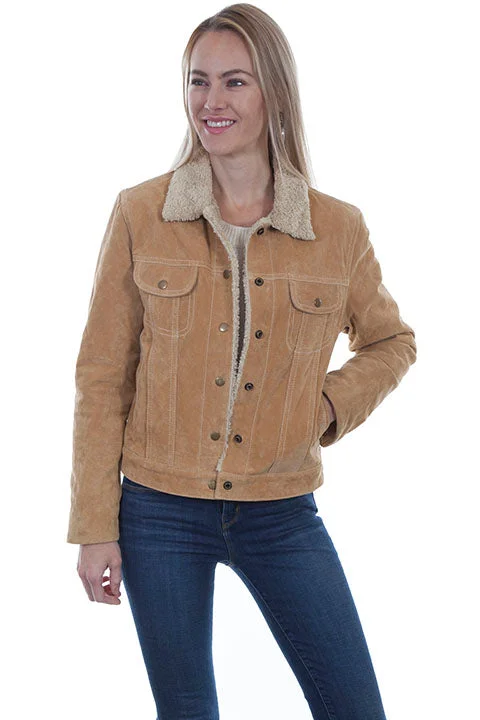 Women's Jackets with Soft Faux Fur Interior-Women's Leather Jacket Collection Suede: Scully Western Jean Shearling Women's Jackets with Soft Faux Fur Interior-Women's Leather Jacket Collection Suede: Scully Western Jean Shearling