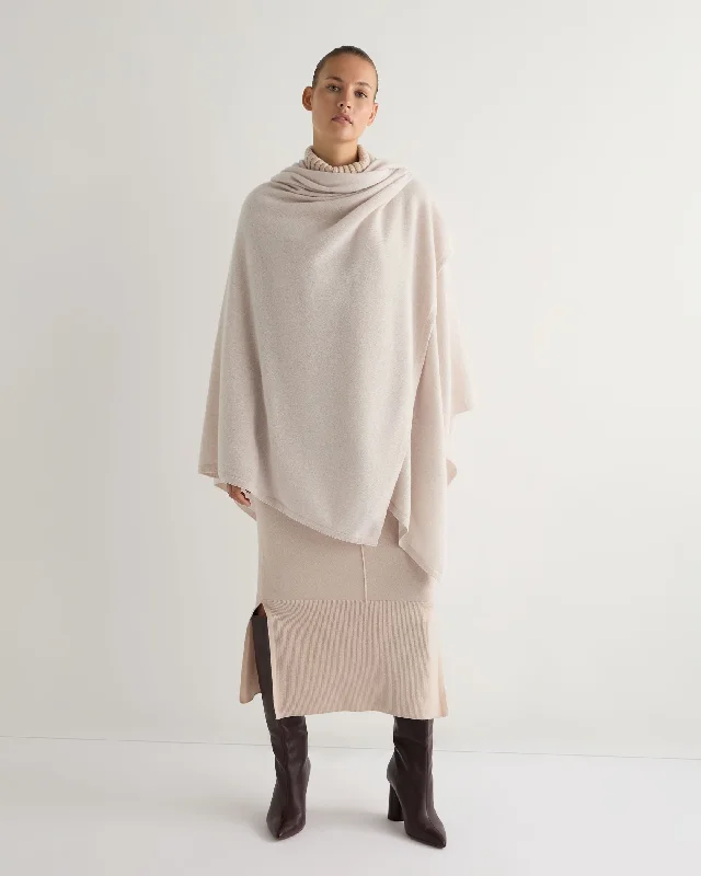 Women's Cloak for Feminine Style-Women's Lily Lightweight Cashmere Cape Frost White