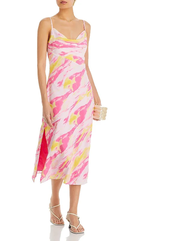 Slip Dress for High Fashion -Satin Slip Dress with Beaded Strap -Womens Tie-Dye Satin Slip Dress Slip Dress for High Fashion -Satin Slip Dress with Beaded Strap -Womens Tie-Dye Satin Slip Dress