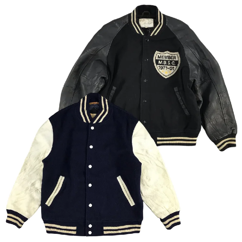 Women's Jackets with Classic Casual Design-25x WOOL LEATHER BASEBALL JACKETS