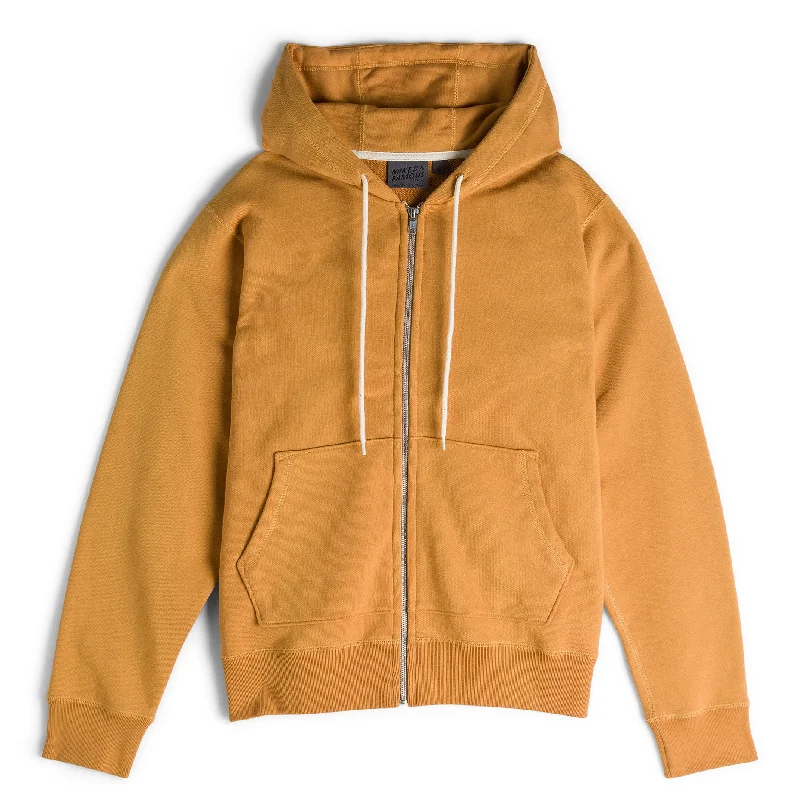 Women's Slim Fit Hoodies for Modern Look -Zip Hoodie - Heavyweight Terry - Amber