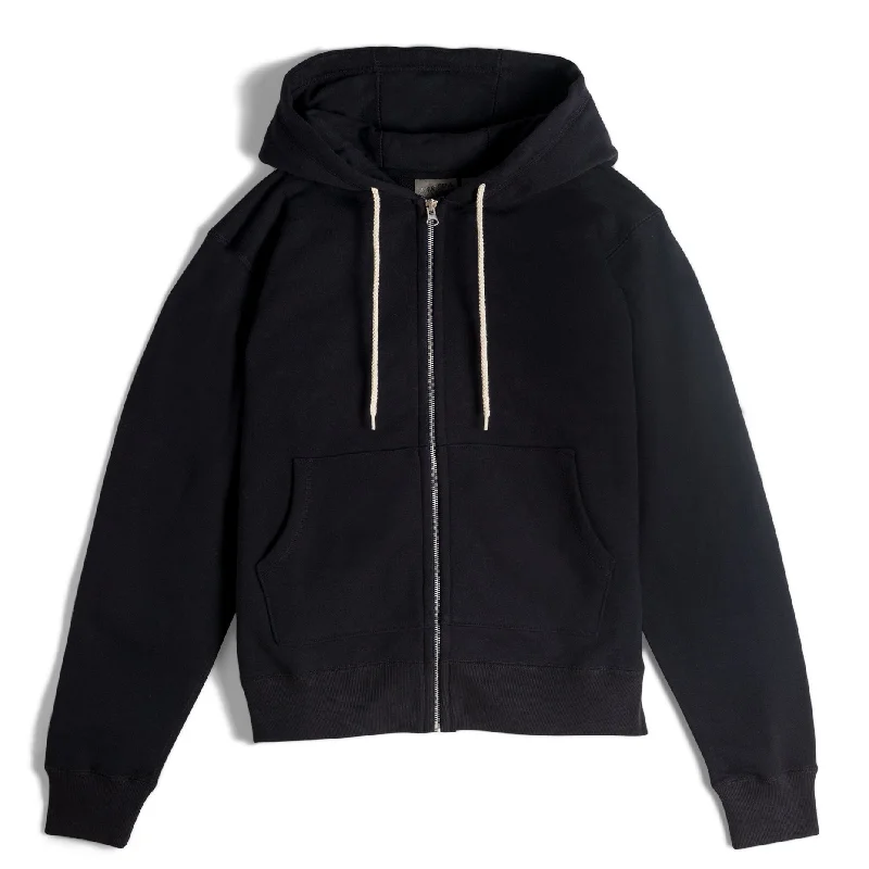 Women's Hoodies with Solid Color for Classic Look -Zip Hoodie - Heavyweight Terry - Black Women's Hoodies with Solid Color for Classic Look -Zip Hoodie - Heavyweight Terry - Black