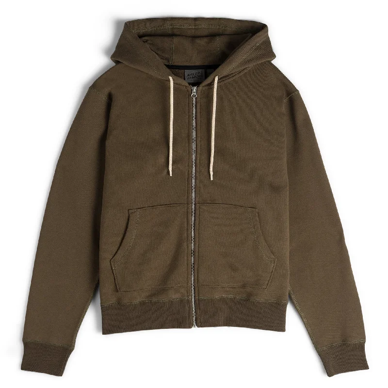 Women's Casual Hoodies for Workouts -Zip Hoodie - Heavyweight Terry - Hunter
