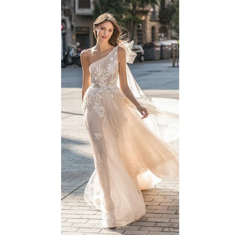 Silk Satin Wedding Dresses with Off-Shoulder Design -Beach Wedding Dress A Line Sleeveless Sexy Tulle Prom  Dress  gh2237