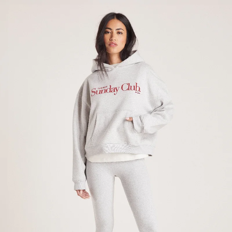 Women's Jackets with Wool Blend Material-Boxy Hoodie - Grey Marl