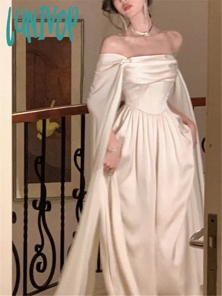 Sleek Wedding Dresses with Minimalist Details for Understated Elegance -Lunivop Elegant Wedding Evening Party White Dress Women Summer New Fashion Princess Formal Occasion Dresses Ladies Vestido Clothes