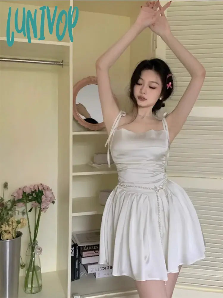 Luxury Slip Dress for Night Out -Satin Slip Dress with Lace-up Detail -Lunivop Korean Style One Piece White Satin Dress Women Y2k Fairycore Prom Gown Tunic Pleated Slip Mini Princess Dresses Summer Luxury Slip Dress for Night Out -Satin Slip Dress with Lace-up Detail -Lunivop Korean Style One Piece White Satin Dress Women Y2k Fairycore Prom Gown Tunic Pleated Slip Mini Princess Dresses Summer
