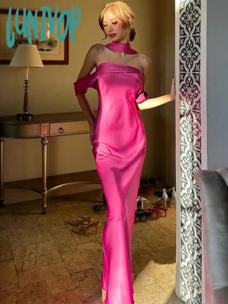 Simple and Elegant Wedding Dresses with Sleeves for Modesty -Lunivop Sexy Backlesss Long Dress For Women Elegant Off Shoulder Sleeveless Dresses Lady Party Temperament Wedding Dress Woman