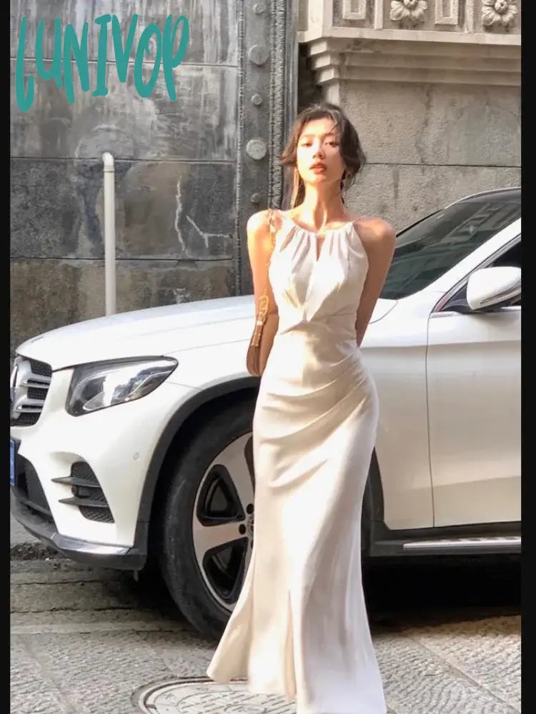 Wedding Dresses with Satin Bodice for Smooth Finish -Lunivop Summer Clothes Chic Party Prom Dress Elegant Sleeveless Wedding Mermaid Women Sexy Elegant Fashion Slim Solid Tank Evening Robe