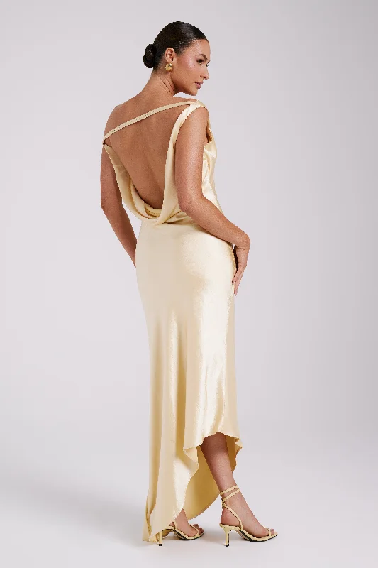 Slip Dress with Adjustable Waist -Satin Slip Dress for Formal Occasions -Yvette Slip Maxi Dress With Asymmetrical Hem - Butter Slip Dress with Adjustable Waist -Satin Slip Dress for Formal Occasions -Yvette Slip Maxi Dress With Asymmetrical Hem - Butter