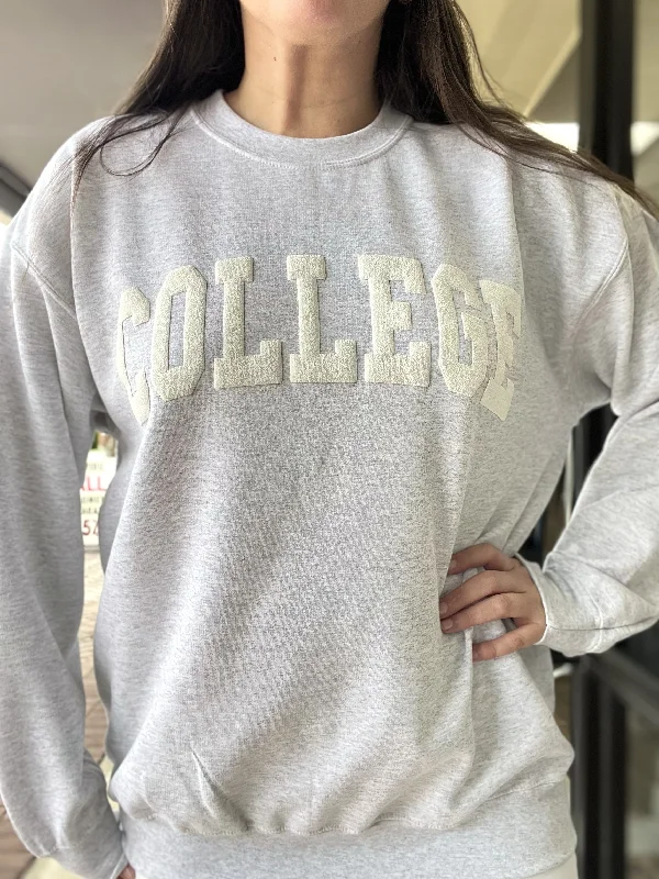 Women's Sweater for Work Wear-College Puff Crew Sweatshirt