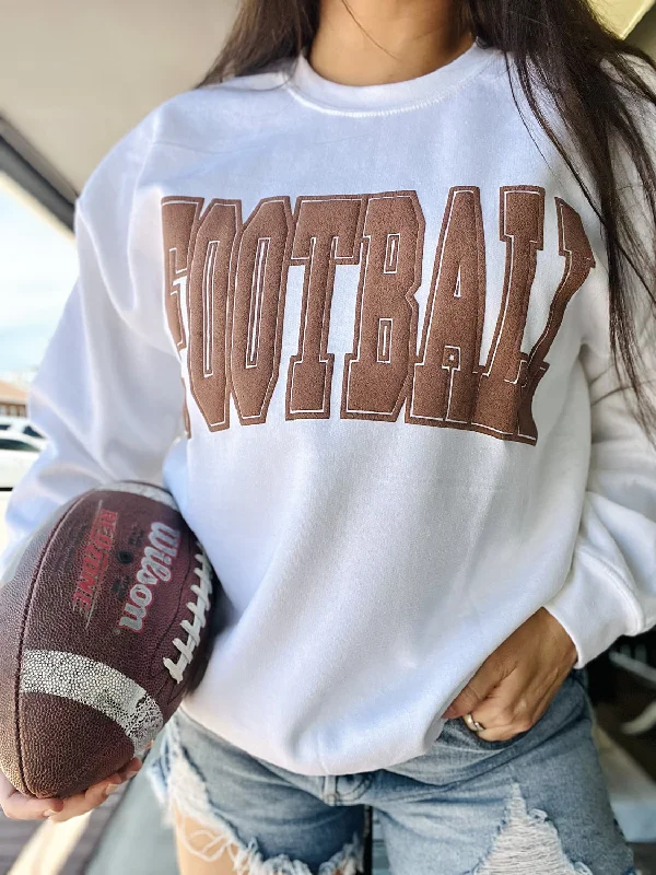 Women's Sweater with Eye-catching Design-Puff Print Football Sweatshirt