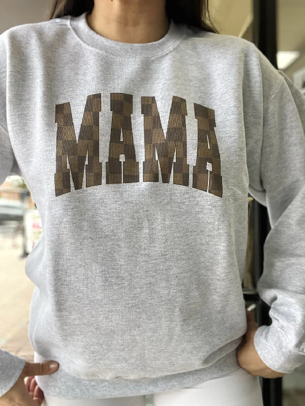 Women's Sweater for Cold Mornings-Distressed Vintage LV Mama Crew