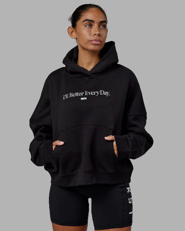 Women's Hoodies with Ribbed Cuffs for Secure Fit -1% Better Hoodie - Black