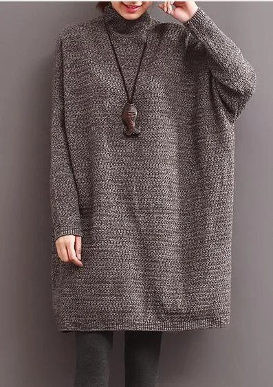 Women's Formal Shirts -winter plus size gray sweaters oversized knit dress blouse