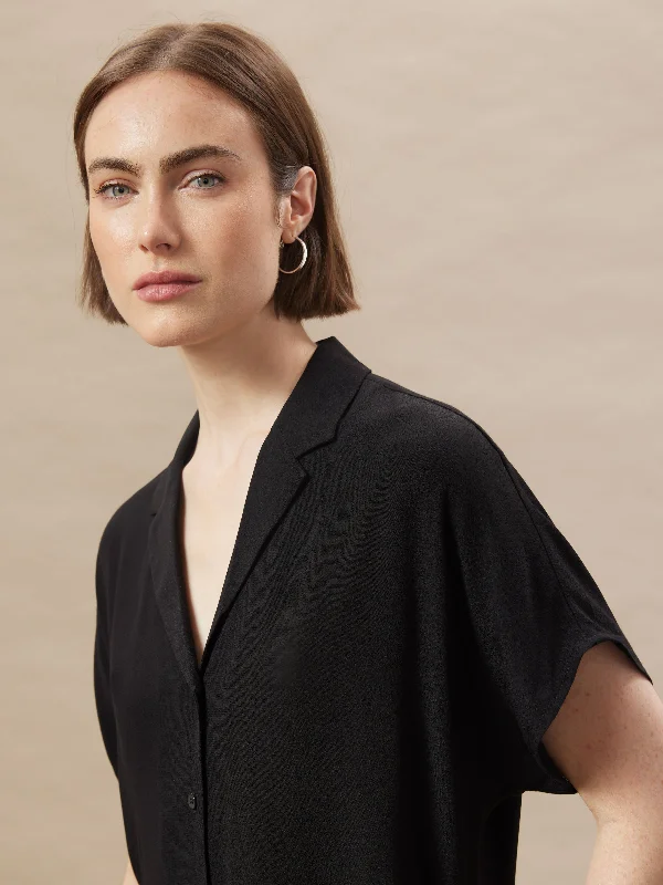 Women's Blouses -The Camp Collar Blouse in Black